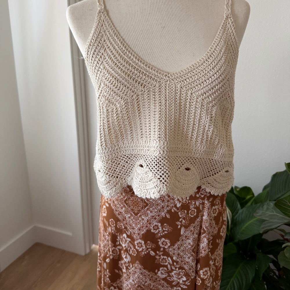 Earthbound wrap skirt with crochet tank top